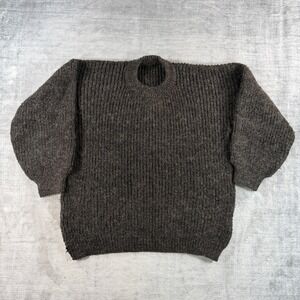 Vintage Wool Sweater Mens XL Brown Vintage Chunky Knit Fisherman Ribbed Grunge